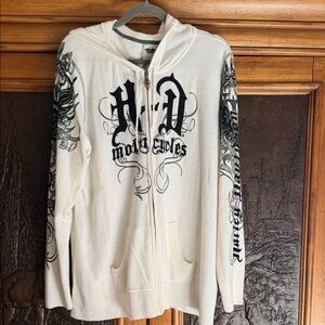 Harley-Davidson Women's 2W White Hoodie with Black Graphic Design